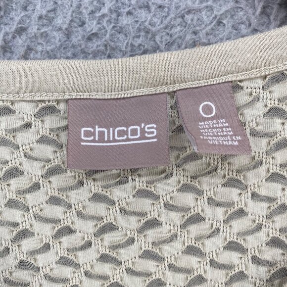 Chicos Top Womens 0 US Small Beige Textured Knit 3/4 Sleeves Pullover Stretch - Picture 5 of 10